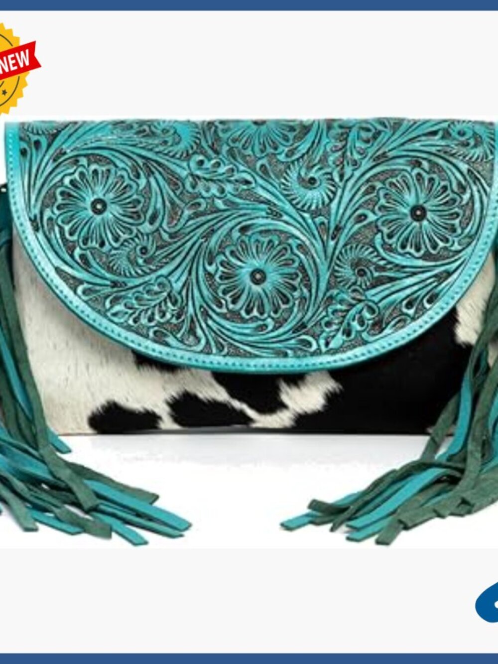 Leather Crossbody Bag with Fringe and Hair-On-Hide, Western Style Purse